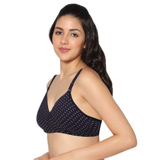 ICPD-PRINT_ASRTD_NAVY Padded Full Coverage Bra (Pack of 1) - Incare