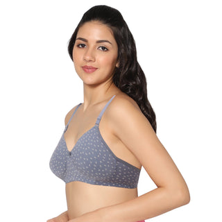 ICPD-PRINT_ASRTD_TEAL Lightly Padded Full Coverage Bra (Pack of 1) - Incare