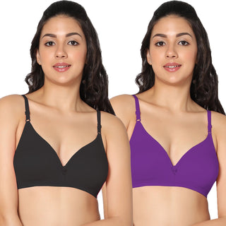 Tulie Non-Padded Half Coverage T-Shirt Bra (Pack of 2) - Incare