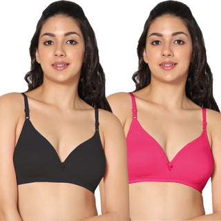 Tulie Non-Padded Half Coverage T-Shirt Bra (Pack of 2) - Incare