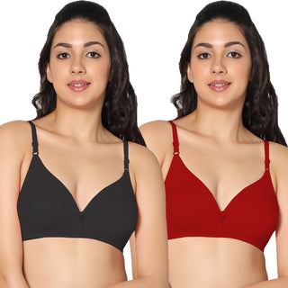 Tulie Non-Padded Half Coverage T-Shirt Bra (Pack of 2) - Incare