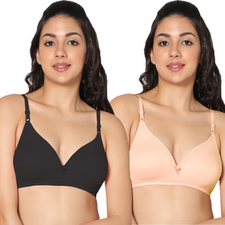 Tulie Non-Padded Half Coverage T-Shirt Bra (Pack of 2) - Incare