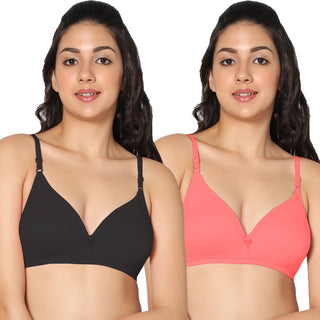 Tulie Non-Padded Half Coverage T-Shirt Bra (Pack of 2) - Incare