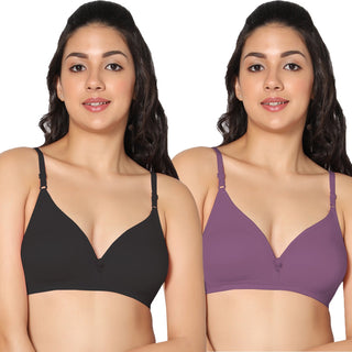 Tulie Non-Padded Half Coverage T-Shirt Bra (Pack of 2) - Incare