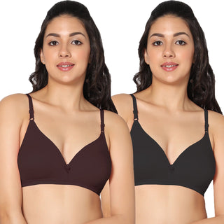 Tulie Non-Padded Half Coverage T-Shirt Bra (Pack of 2) - Incare