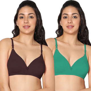 Tulie Non-Padded Half Coverage T-Shirt Bra (Pack of 2) - Incare