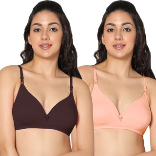 Tulie Non-Padded Half Coverage T-Shirt Bra (Pack of 2) - Incare