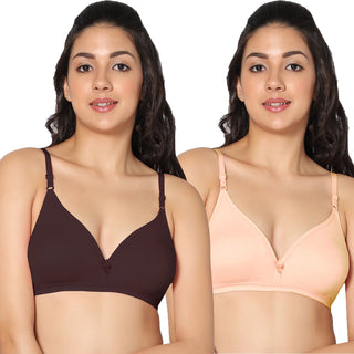 Tulie Non-Padded Half Coverage T-Shirt Bra (Pack of 2) - Incare