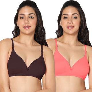 Tulie Non-Padded Half Coverage T-Shirt Bra (Pack of 2) - Incare