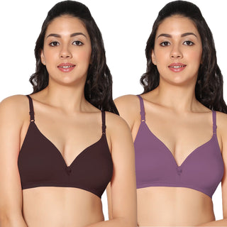 Tulie Non-Padded Half Coverage T-Shirt Bra (Pack of 2) - Incare