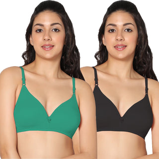 Tulie Non-Padded Half Coverage T-Shirt Bra (Pack of 2) - Incare