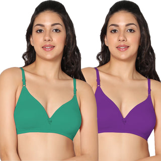 Tulie Non-Padded Half Coverage T-Shirt Bra (Pack of 2) - Incare