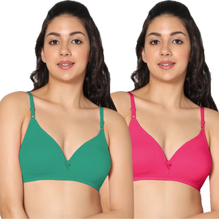 Tulie Non-Padded Half Coverage T-Shirt Bra (Pack of 2) - Incare