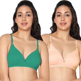 Tulie Non-Padded Half Coverage T-Shirt Bra (Pack of 2) - Incare