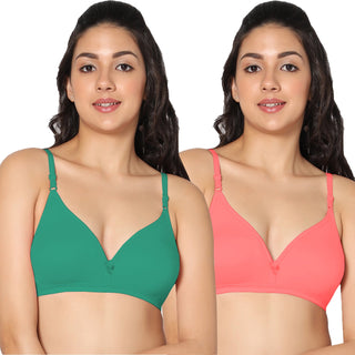 Tulie Non-Padded Half Coverage T-Shirt Bra (Pack of 2) - Incare