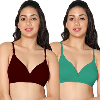 Tulie Non-Padded Half Coverage T-Shirt Bra (Pack of 2) - Incare