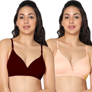 Tulie Non-Padded Half Coverage T-Shirt Bra (Pack of 2) - Incare