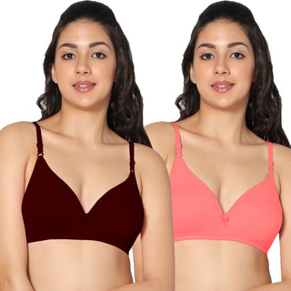 Tulie Non-Padded Half Coverage T-Shirt Bra (Pack of 2) - Incare