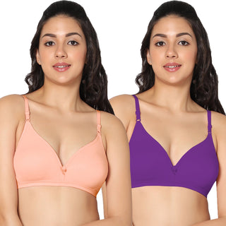 Tulie Non-Padded Half Coverage T-Shirt Bra (Pack of 2) - Incare