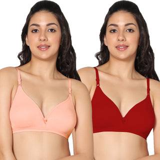 Tulie Non-Padded Half Coverage T-Shirt Bra (Pack of 2) - Incare