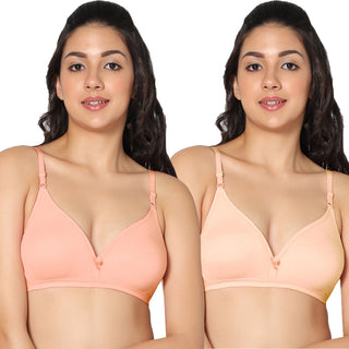 Tulie Non-Padded Half Coverage T-Shirt Bra (Pack of 2) - Incare