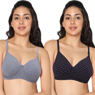 ICPD-PRINT_ASRTD Full Coverage Lightly Padded Bra (Pack of 2) - Incare