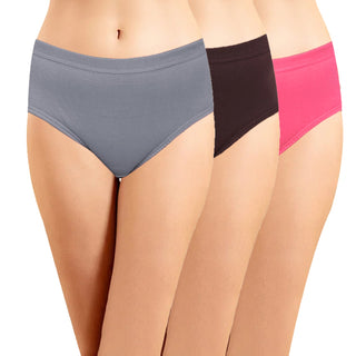 Solids Hipster Panties with Inner Elastic (Pack of 3)